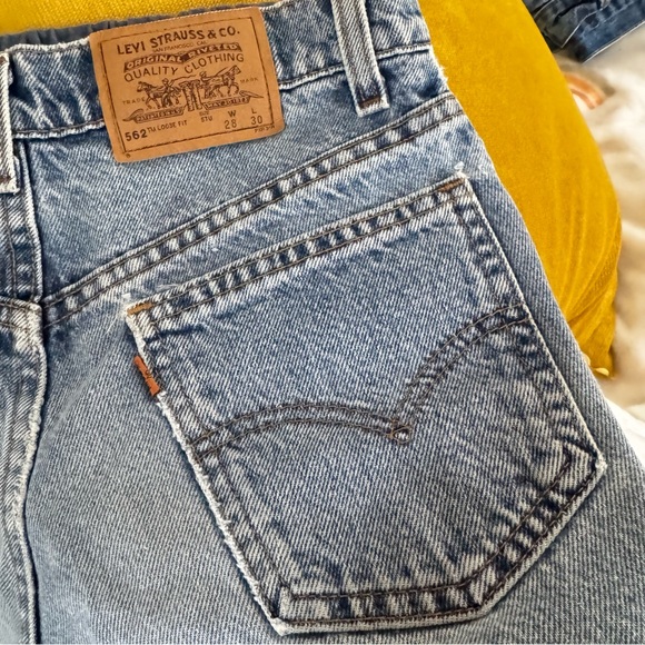 ‘97 Levi’s 562 Orange Tab USA Mimi Maternity Jean Shorts Medium Vintage Boho - Picture 9 of 15